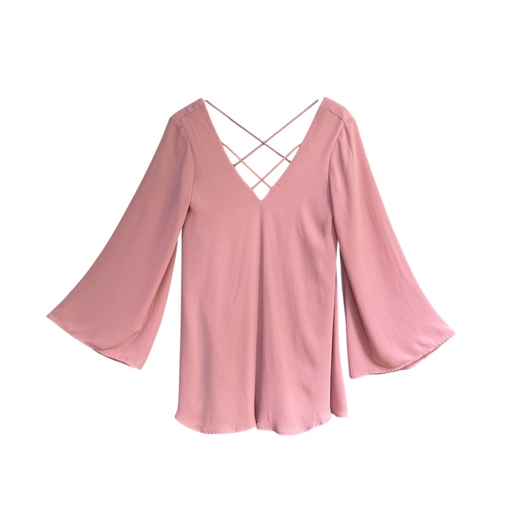 Show Me Your Mum Bell Sleeve V-Neck Top Pink Boho Coquette Small Ethereal Whimsy